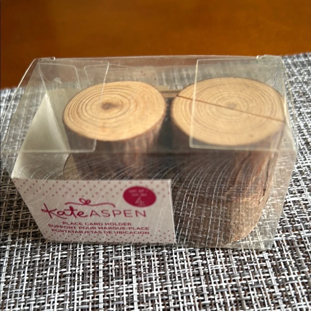 Kate Aspen Natural Wood Slice Place Card Holders